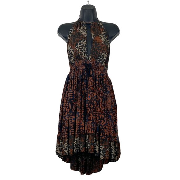 Free People Beach Day Halter Mini Ruffle Dress M - Picture 4 of 11